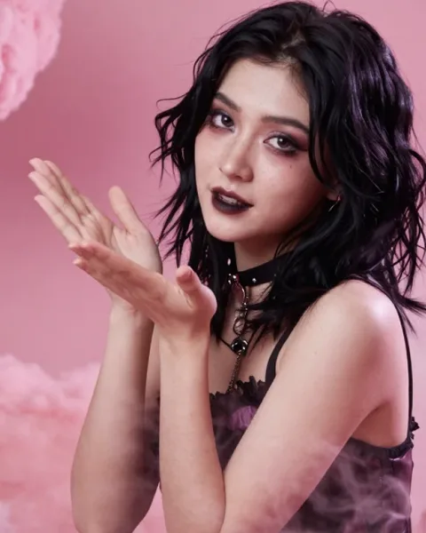 Realistic goth AI girlfriend style
