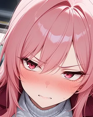 Jealous anime AI girlfriend blushing
